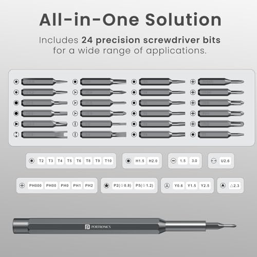 Image of Portronics Bit Box,24-in-1 Screwdriver Kit,Compact,Durable,and Travel-Friendly Tool Kit with a Magnetic Bit Holder,Perfect for Household&Auto Repair (Black)