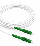 Elfcam® - 10m Weißes Glasfaserkabel LC/APC auf LC/APC Stecker, Kompatibel mit Deutscher Telekom, Simplex 9/125μm Patchkabel, Lichtwellenleiter LSZH, LWL,10Meter