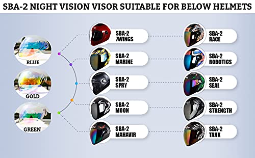 Image of Steelbird SBA-2 Helmet Visor Compatible for All SBA-2 and SBA-3 Model (Night Vision Blue Visor)