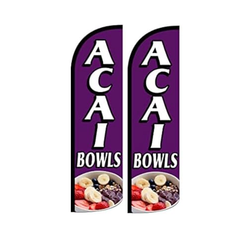 R and R Industries Acai Bowls Feather Flags – 3 ft x 11.5