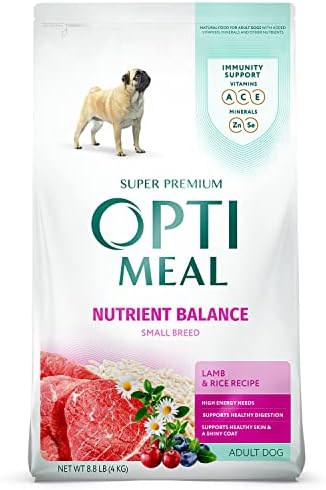 OPtimeal Dry Dog Food for Small Dogs - Proudly Ukrainian - Nutritional Dog Food Dry Recipe with Easily Digestible Protein for Small Breeds (8.8 lbs, Lamb & Rice)