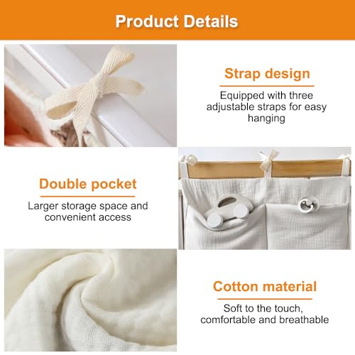 2 Stück Bett Organizer Kinderbett, Babybett Organizer, Verstellbare Aufbewahrungstasche zum Aufhängen, Wickeltisch Organizer zum Anhängen, Kann Windeln, Kleidung Hängen, Pelzige Spielzeugtasche