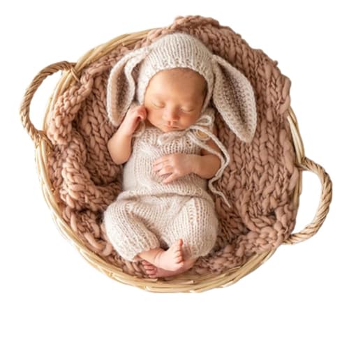 Image of BxuanW Newborn Photography Outfits Props Easter Crochet Costume for Boy Girl Rabbit Baby Photo Props Photoshoot Gift