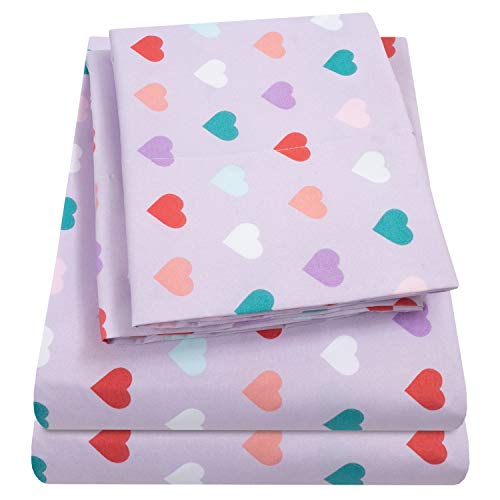 Sweet Home Collection 1500 Supreme Kids Bed Sheet Collection - Fun Colorful And Comfortable Boys And Girls Toddler Sheet Sets - Deep Pocket Wrinkle Free Soft And Cozy Bedding - Twin Xl, Hearts cover