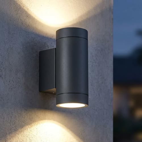 LASIDE Outdoor Wall Lights, Anthracite Grey GU10 Up Down Outside Wall Lights Electric, IP65...