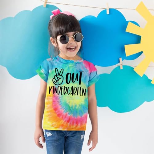 Image of Kindergarten Graduation Shirt Kids Girls Boys Peace Out Kindergarten Shirts Cute Last Day of School Short Sleeve Tops
