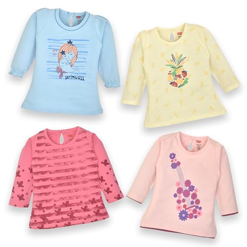 Image of LuvLap Baby Girls 100% Cotton Full Sleeve Girls Top Pack of 4