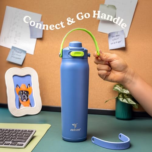 Image of REDUCE Aura Vacuum Insulated 26 oz Water Bottle - Leak-Proof & Chug Spout for Quick Hydration - Keeps Drinks Cold for 30 Hours - Removable Handle for Travel or Gym - Soft Sit Base - Glacier
