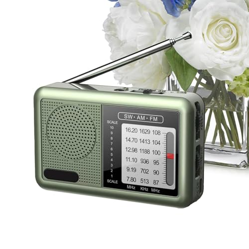 Pequeña Radio De Onda Corta,Radio Portátil Recargable,Radio de Onda Corta Recargable Radio meteorológica Am FM | Equipo de Audio Gran recepción Auricular Jack Transistor Radio para Viajes