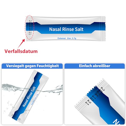100 Saline Packets, Neti Pot Salt Packets, Individually Wrapped Saline Packets for Neti Pots, Nasal Irrigation, and Squeeze Bottles & Sinus Relief | Sinus Care - Thumbnail 2