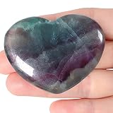 MAIBAOTA 45 mm Fluorite Crystal Heart Stone Natural Healing Crystals Gemstone Big Heart Shaped Rocks