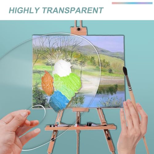 Clear Acrylic Paint Palette - Oval Non-Stick Artist Wet Palette for Acrylic & Oil Paint Mixing 30 x 20 cm Plastic Art Paint Tray with Protective Film Reusable DIY Art Stuff & Craft Supplies - Image 2