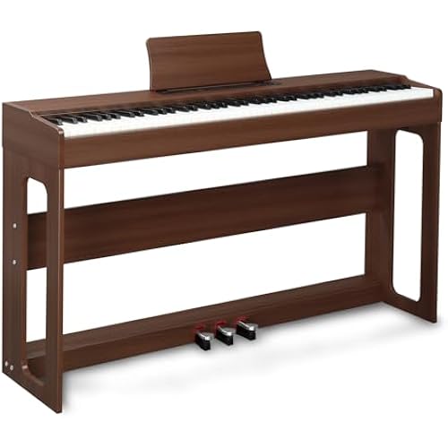 Ktaxon Digital Piano 88 Key Fully Weighted Action Upright Piano (Walnut)