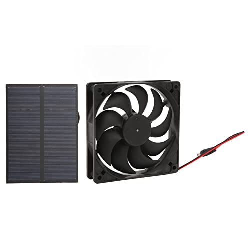 Solar Fan, Solar Greenhouse 12V 3W Outdoor Panel Fan Kit with Panel, and Small for Numerous Applications Such As Caravans, Campers, Toilets, and Pet