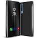 Produktbild Conie MF29367 Mirror Flip Kompatibel mit Samsung Galaxy A7 2018, Mirror Case Hülle Standfunktion Spiegel Effekt Flip Cover One Touch Bedienung für Galaxy A7 2018 Bookcover Schwarz