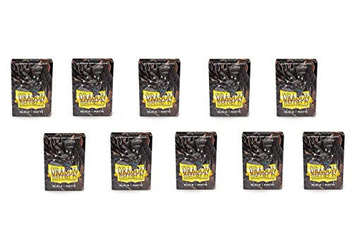 Image of 10 Packs Dragon Shield Matte Mini Japanese Black 60 ct Card Sleeves Display Case