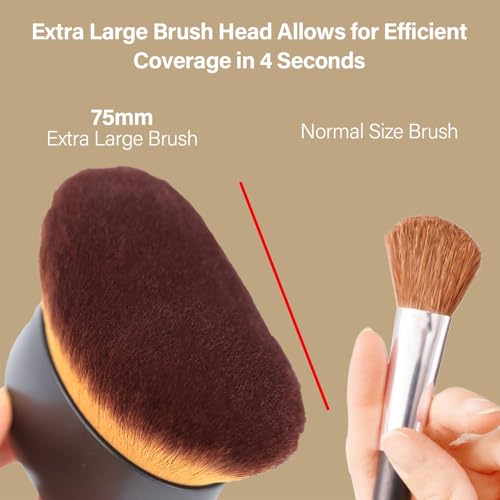 Image of Extra Large Body Makeup Brush For Self Tanner, Leg Makeup &Bronzer Blend,75 mm Wide-headed Kabuki Brush Provides More Even &Pretty Application, Oval Face&Back Makeup Brush, Wet&Dry Use- Black