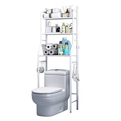 3-stöckiges Badezimmerregal, Edelstahl Platzsparendes Badezimmer Regal, Badezimmerregal WC-Regal(160 * 50 * 25cm) (Color : White)