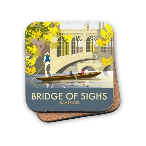 Art247 - Cork Backed Coaster with design of Bridge of Sighs, Cambridge. By illustrator, Dave Thompson - 100mm x 100mm Cover