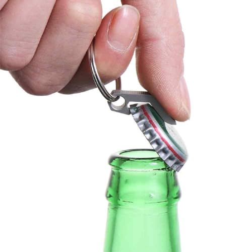 Llavero abrebotellas con anilla, Llavero abre cerveza, Mini abridor de botellas, Abridor de chapas de botella, Acero inoxidable, Color Plateado
