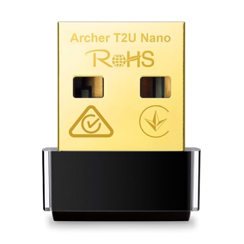 TP-Link Nano AC600 USB Wi-Fi Adapter(Archer T2U Nano)- 2.4G/5G Dual Band Wireless Network Adapter for PC Desktop Laptop, Mini Travel Size, Supports Wi