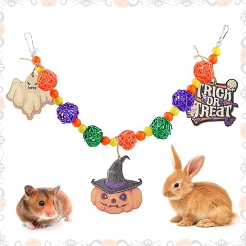 Abizoo Guinea Pig Toys Halloween, Chinchilla Toys Rabbit Toys Teeth Care Improve Pets Dental Health for Chinchillas Hamsters Rat Small Animals Playing Teeth Grinding Indoor Outdoor Cover
