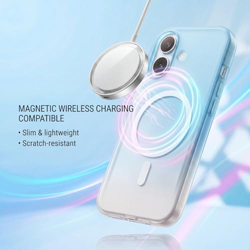 Image of amazon basics Paper Thin Case Cover for iPhone 17 | Matte Finish | Gradient Case, Shaded Color | Compatible with magsafe | (Blue White, iPhone 17)