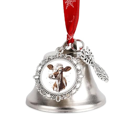 Funny Animal Cow Funny Christmas Bell Ornament Cute Xmas Tree Hanging Pendant Decoration for Holidays Party