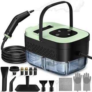 Steam Cleaner, Portable Steamer for Cleaning with 16pcs Accessories, 6-Level Adjustable, 15s Heat-Up, Handheld Steam Cleaner for Home for Tile, Grease, Dirt, Grout, Car Detailing, Green