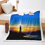 Hixingo Manta Felpa de Sofá Reversible Cobijas de Invierno Grandes Infantil Adulto Impresión de 3D Bedding Manta de Felpa Suave Oficina Mantas de Cama (120x90cm,Faro 8)