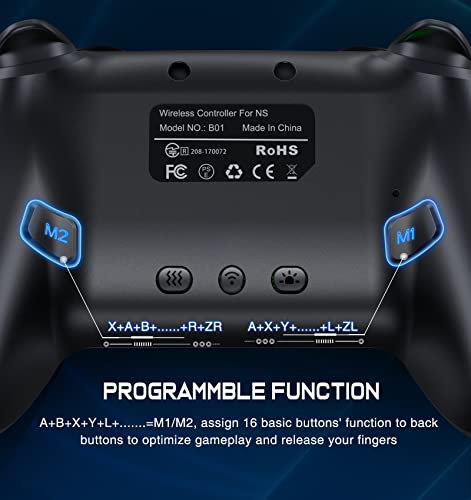 Controle sem fio para Nintendo Switch, Switch Lite, Switch Oled. Bluetooth Gamepad com Dual Shock, 6