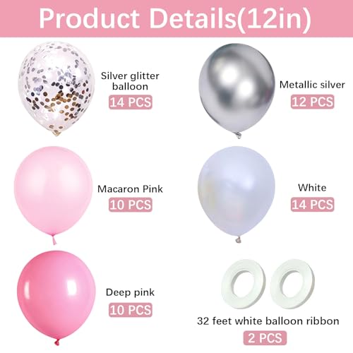 Ballons argentés métallisés et roses de qualité supérieure pour réception chic - 2