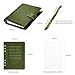 A5 Organizer Minerva Box Genuine Leather Journal Notebook,Stalogy Rings Planner Pocket Size Notebook with 25MM Binder Mini Agenda Diary (Olive Green)