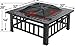 ZENY 32in Outdoor Fire Pits Outside Wood Burning Firepit Square Metal Fireplace Table Fire Bowl with Grill,Screen and Poker for Camping Bonfire Backyard BBQ