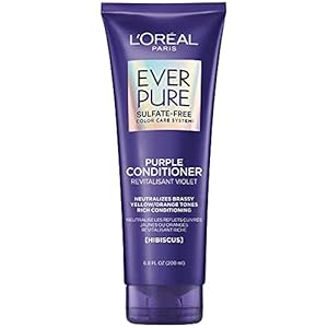 L'Oreal Paris EverPure Sulfate Free Brass Toning Purple Conditioner for Blonde, Bleached, Silver, or Brown Highlighted Hair, 6.8 Fl; Oz (Packaging May Vary)