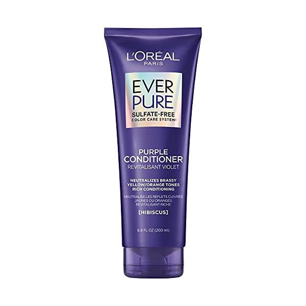 LOreal-Paris-EverPure-Sulfate-Free-Brass-Toning-Purple-Conditioner-for-Blonde-Bleached-Silver-or-Brown-Highlighted-Hair-68-Fl-Oz-Packaging-May-Vary L'Oreal Paris EverPure Sulfate Free Brass Toning Purple Conditioner for Blonde, Bleached, Silver, or Brown Highlighted Hair, 6.8 Fl; Oz (Packaging May Vary)