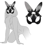 Sex Bondage BDSM Toys, Leather Mask Blindfolds with Adjustable Headband Couple Adult Sex Toys, Bunny Sex Mask Restraints Masquerade Masks for Woman