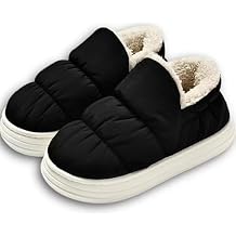 Quilted Puffer House Slippers with Full Foot Coverage Ultra-Soft Cotton Padding Fleece Lining Non-Slip Sole, All-Day Indoor Outdoor Comfort Warmth Shoes for Women Men