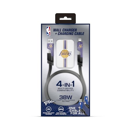 SOAR NBA Slim Wall Charger and 4 In 1 Multi Charging Cable, Los Angeles Lakers — view 2