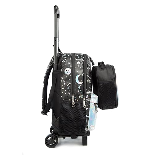 Mochilas de Rodinhas Infantis CUTBLAJAT - Conjunto de 3 peças com Lancheira e Estojo (Preto)