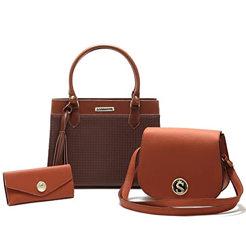 Bolsas Femininas Grande, Pequena e Carteira Santorini Handbag (Marrom)
