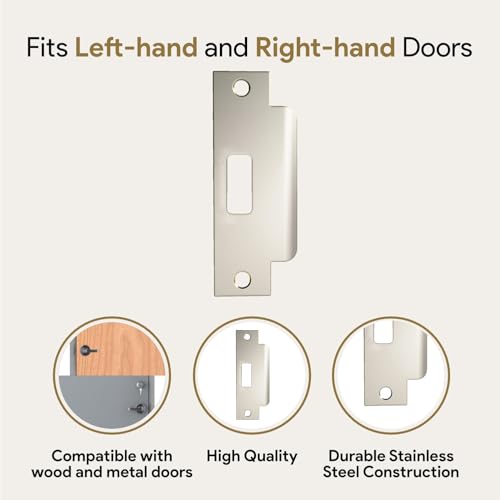 Image of Mega Handles T-Strike Door Plate - Durable Door Strike Plate, Silver Strike Plates for Interior Doors