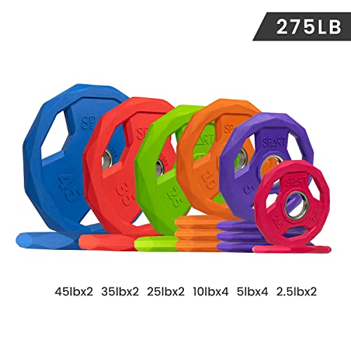 Image of SPART Color Coded Weight Plate 2-Inch Rubber Coated Olympic Grip Plate for Barbell, Solid Cast Iron Weight Plates for Strength Training, Weightlifting, Crossfit, Home Gym, 2.5LB /5LB /10LB /25LB /35LB /45LB, Pair