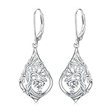 TOUPOP Pendientes de árbol de la vida con piedra de nacimiento para mujer, plata de ley 925, pendientes de aniversario, Navidad, cumpleaños, joyas para tu esposa, novia, talla única, Plata de ley