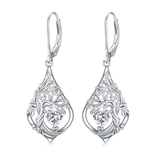 Boucles d'oreilles pendantes arbre de vie, bijou quotidien pour femme