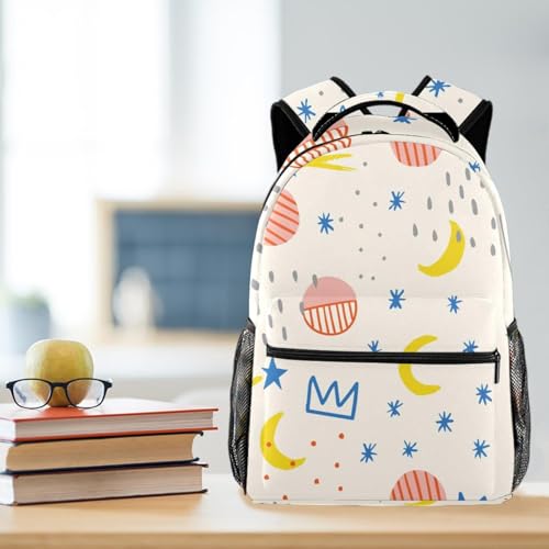 Sac d'école étoiles et lunes au design multicolore unique et format compact - 5