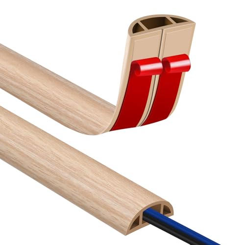 Passe Cable Sol 1M Goulotte Passe Cable Sol, Petit Canal de Cordons d'alimentation Flexible pour Le Bureau Protection des Fils Electriques et Prévention des Risques de...