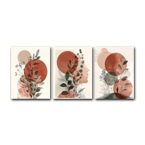 Renueva tus paredes vacías con el juego de póster impreso para pared abstracto floral de 3 piezas