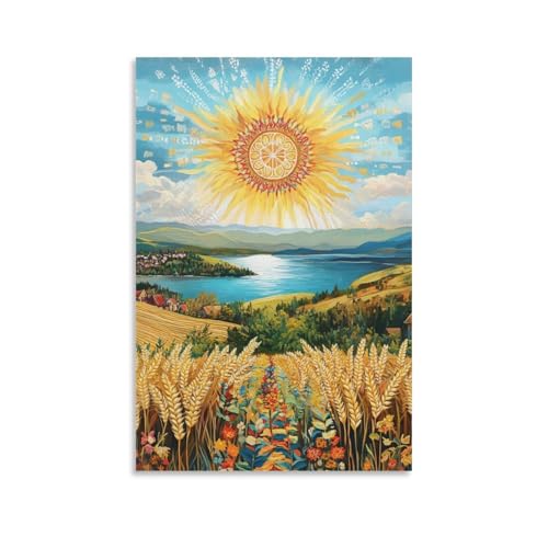 Cuadros modernos de paisajes campestres para decorar un comedor luminoso 1