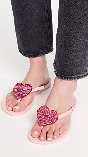 Ipanema Women's Wave Heart Flip Flop - Comfortable & Stylish Summer Sandal With Metallic Heart Embellishment, Anatomic Footbed & Non-Slip Sole, Pink/Red, 8 #TOP1